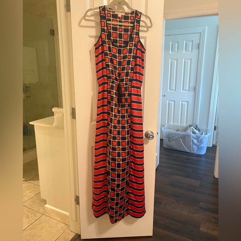 MICHAEL Michael Kors Red and Navy Patterned Maxi Dress